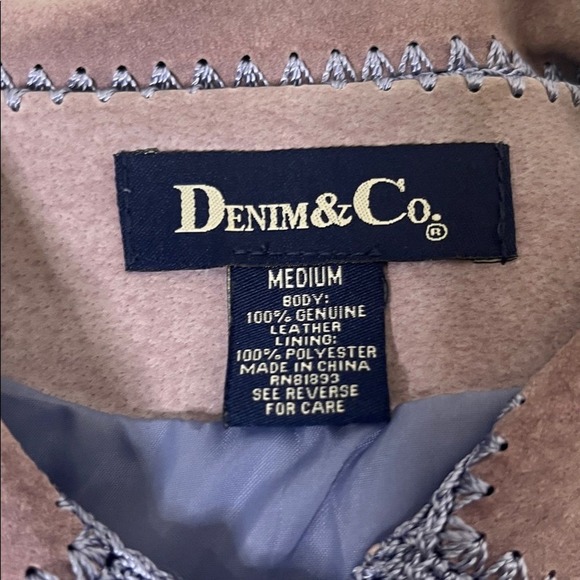 Denim & Co Women Patchwork Suede Crochet Jacket Medium Purple Boho Cottagecore - Picture 4 of 9